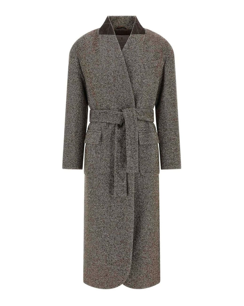 Brunello Cucinelli Gray Single-Breasted Coat
