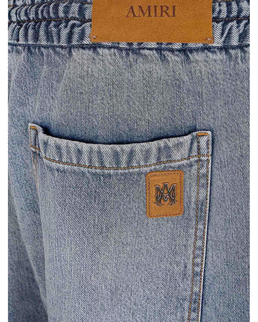 Amiri Blue Drawstring Baggy Jeans for men