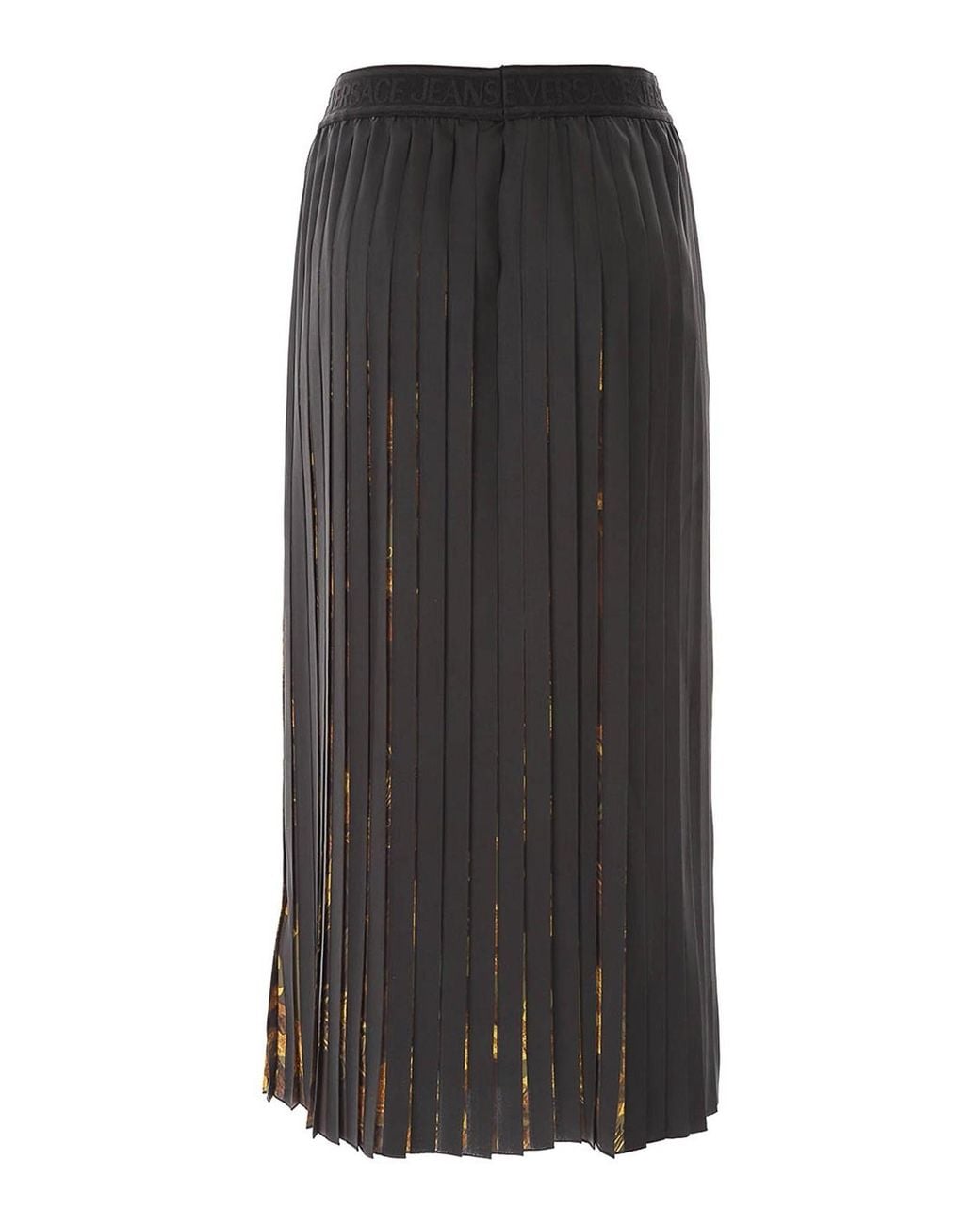 Versace Jeans Black Printed Plisse Twill Skirt