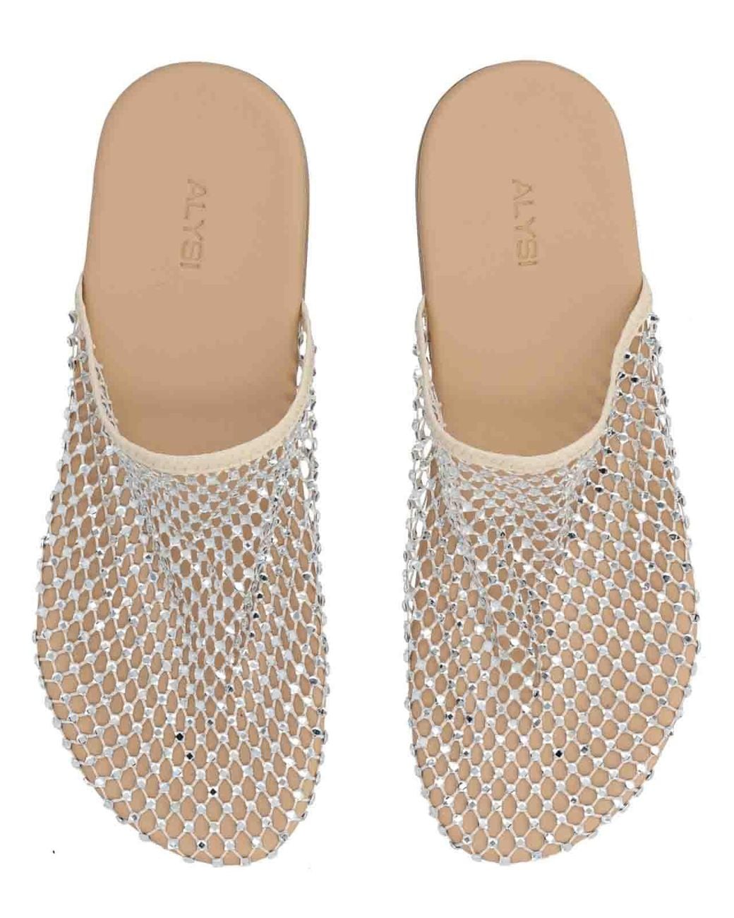 Alysi White Mule Shoe With Rhinestones