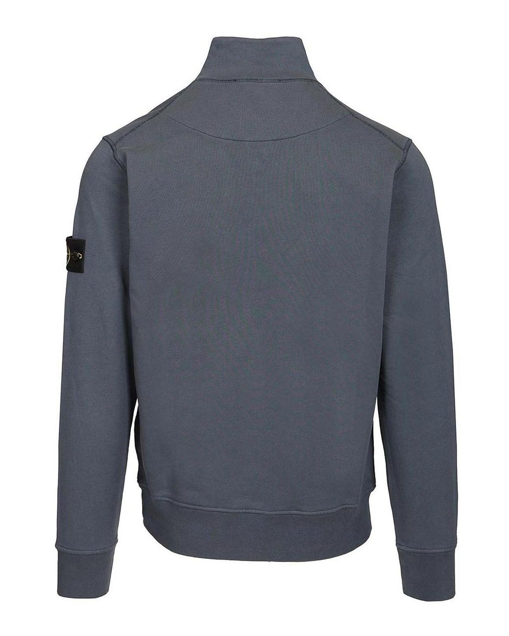 Stone Island Gray Organic Cotton Sweatshirt With Short Zip for men