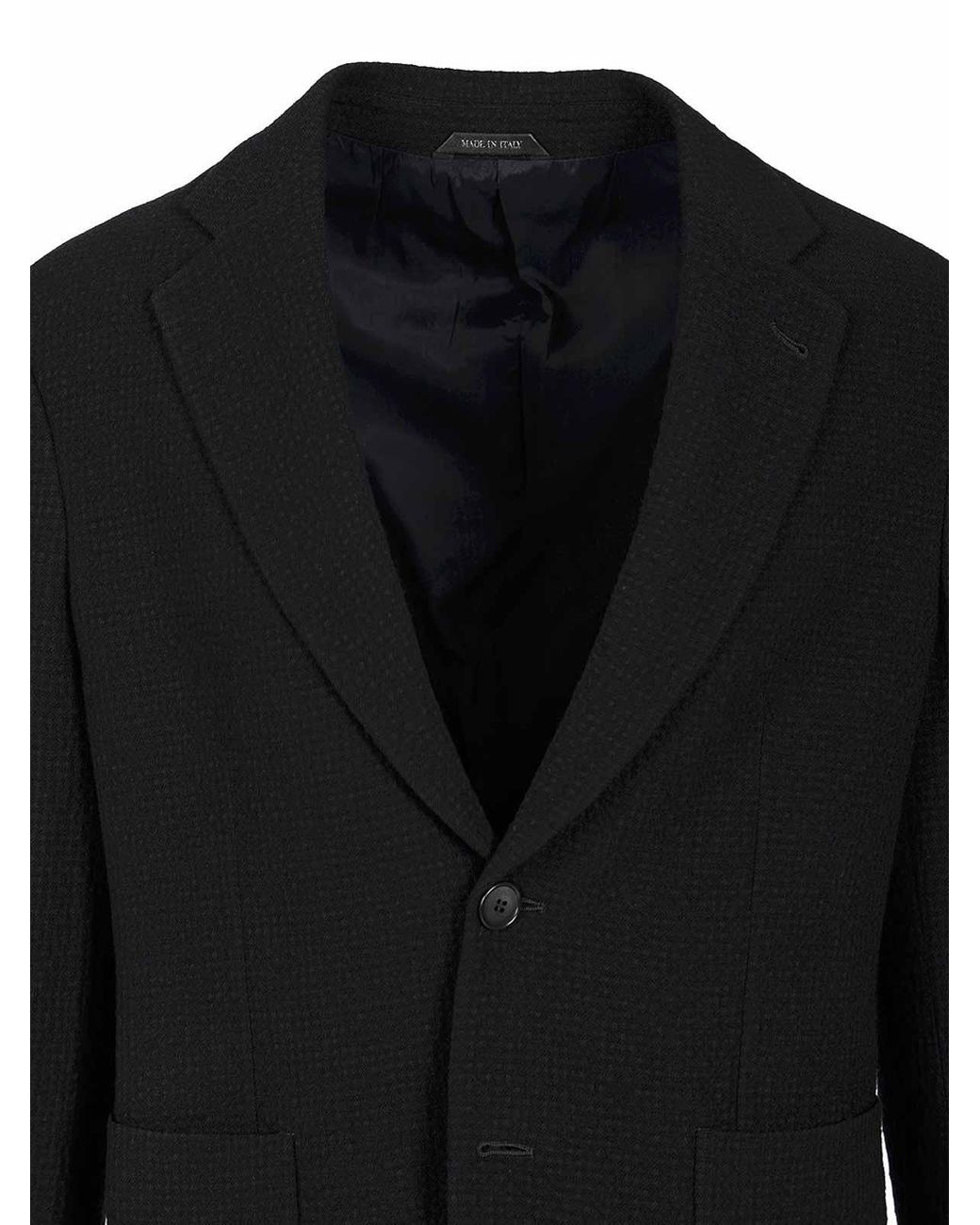 Giorgio Armani Black Single-Breasted Stretch Wool Jacket for men