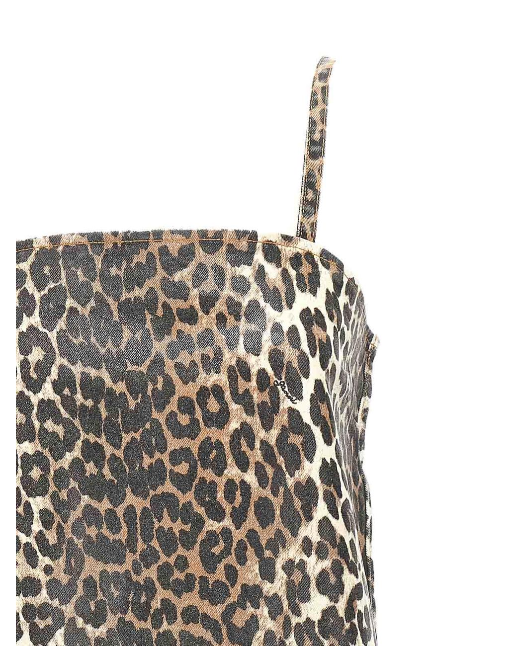 Leopard Mini Vestido Ganni de color Brown