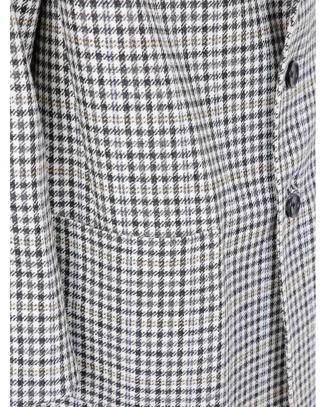 Thom Browne Gray Checked Long Coat for men