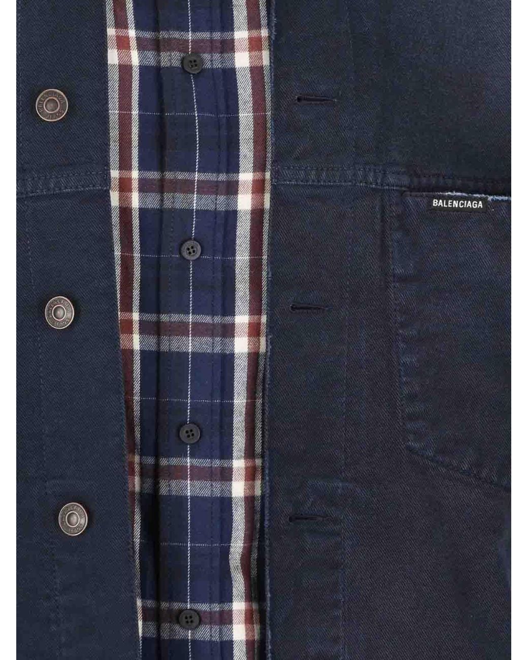 Balenciaga Blue Cotton Shirt Jacket for men