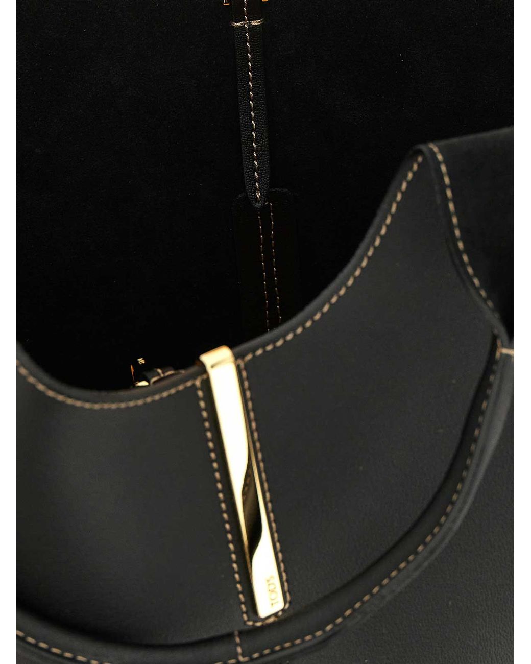 Tod's Black Small Metal Plate Shopping Bag