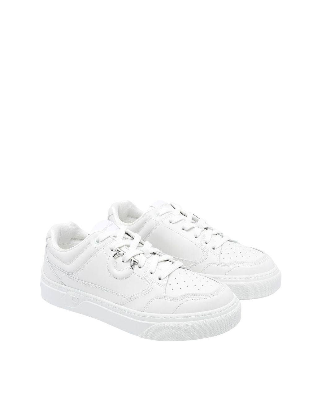 Ferragamo White Gancini Sneakers for men