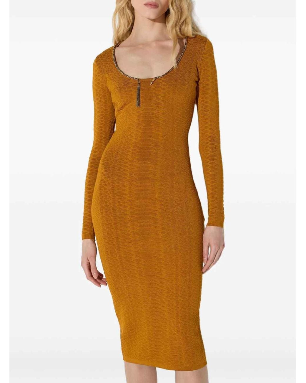 Elisabetta Franchi Multicolor Knit Dress With Snake Pattern