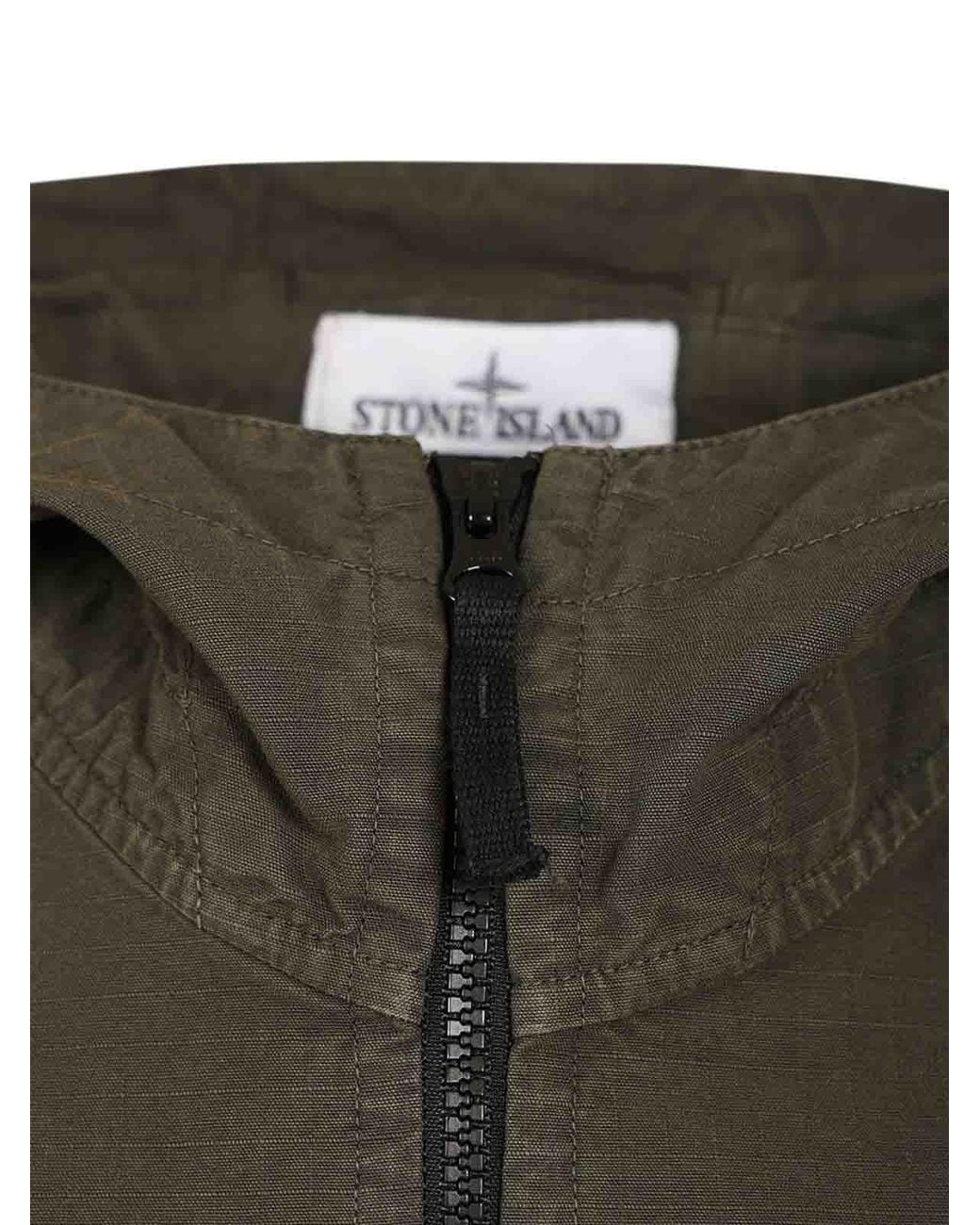 Stone Island Green Organic Cotton Ripstop Hooded Overshirt for men