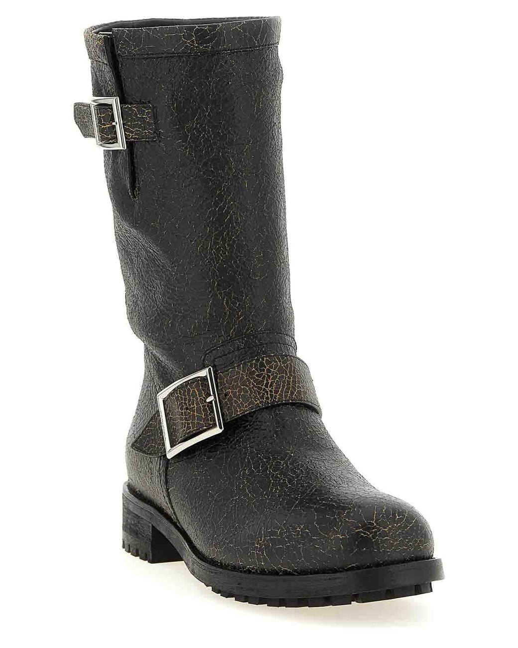 Jimmy Choo Black Biker Mid' Ankle Boots