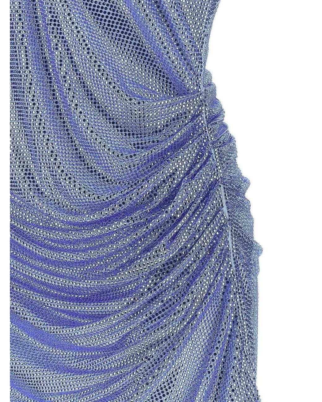 GIUSEPPE DI MORABITO Blue Dress With Removable Crystals And Feathers