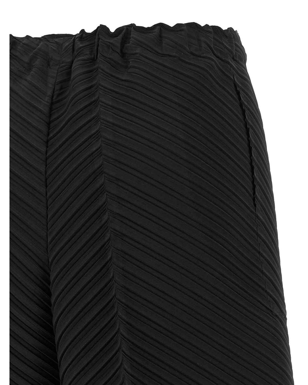 Issey Miyake Black Tubular Pleats Technical Trousers