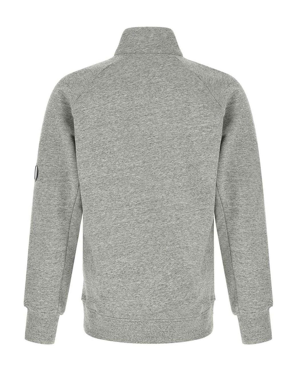 C P Company Gray Diagonal Raised Fleece Sweatshirt for men
