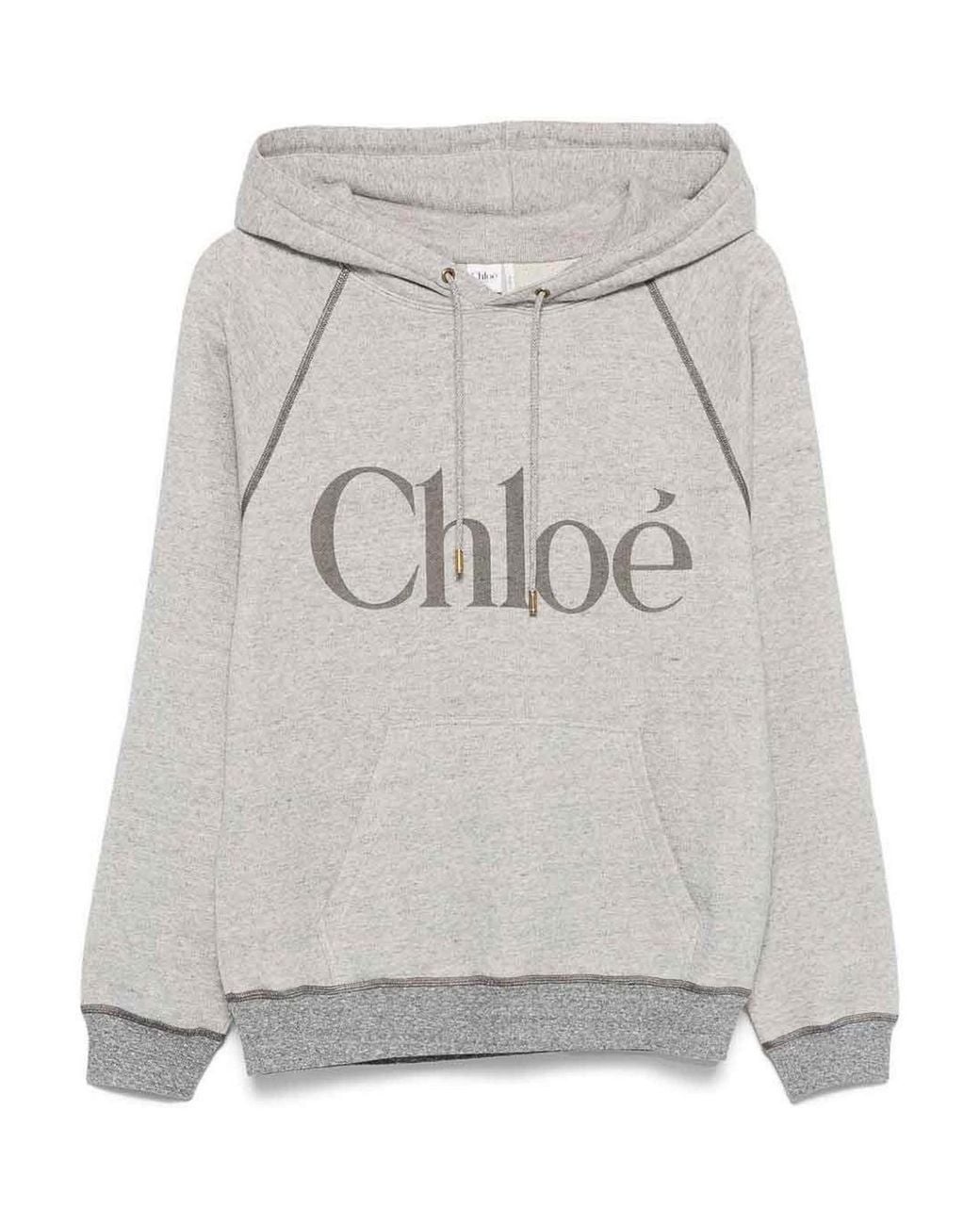 Chloé Gray Logo Classic Hoodie