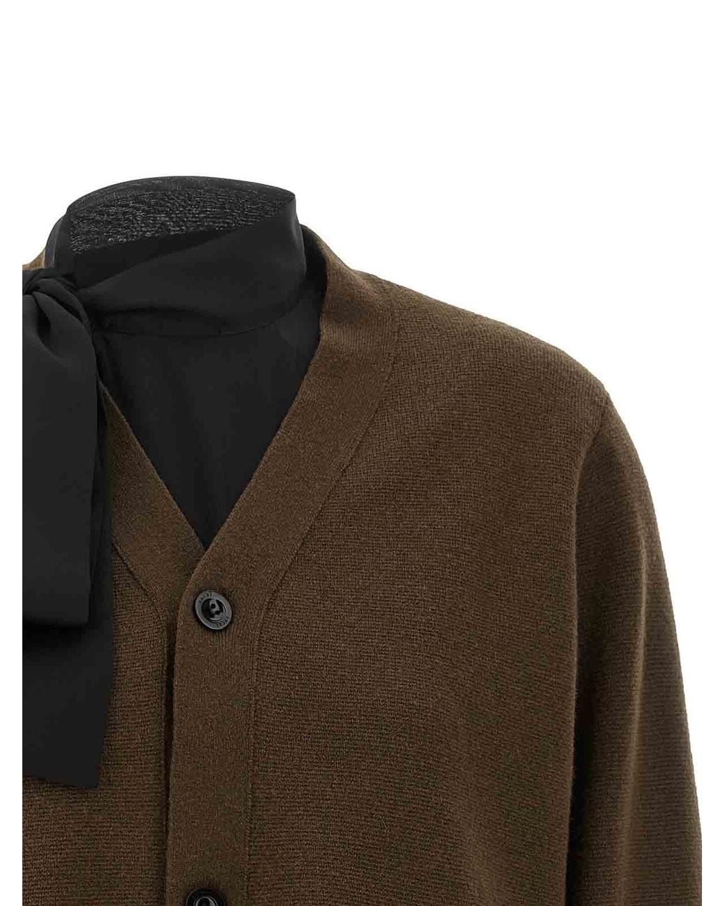 Sacai Brown Cut-Out Cardigan
