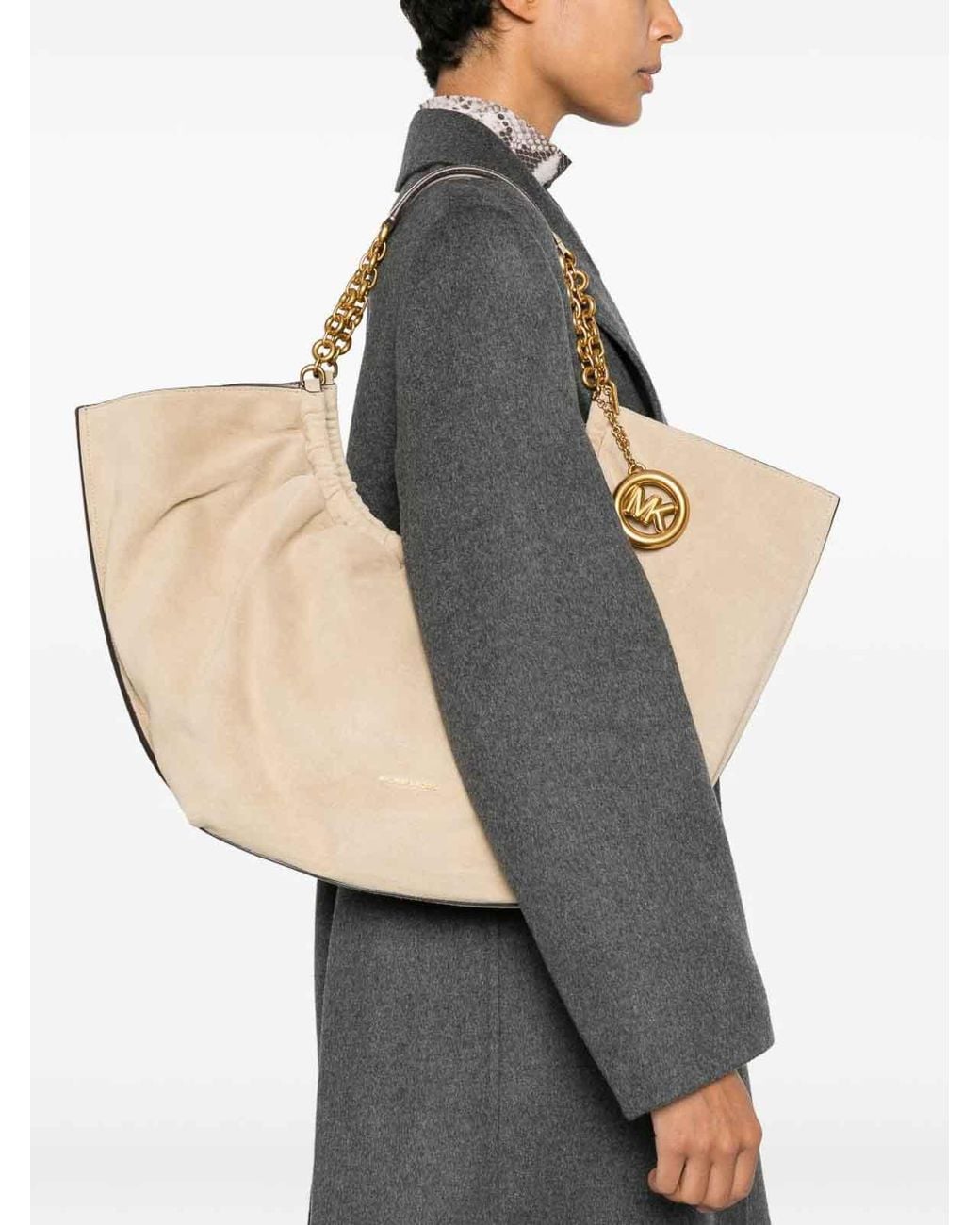 Michael Kors Natural Ruched Hobo Bag