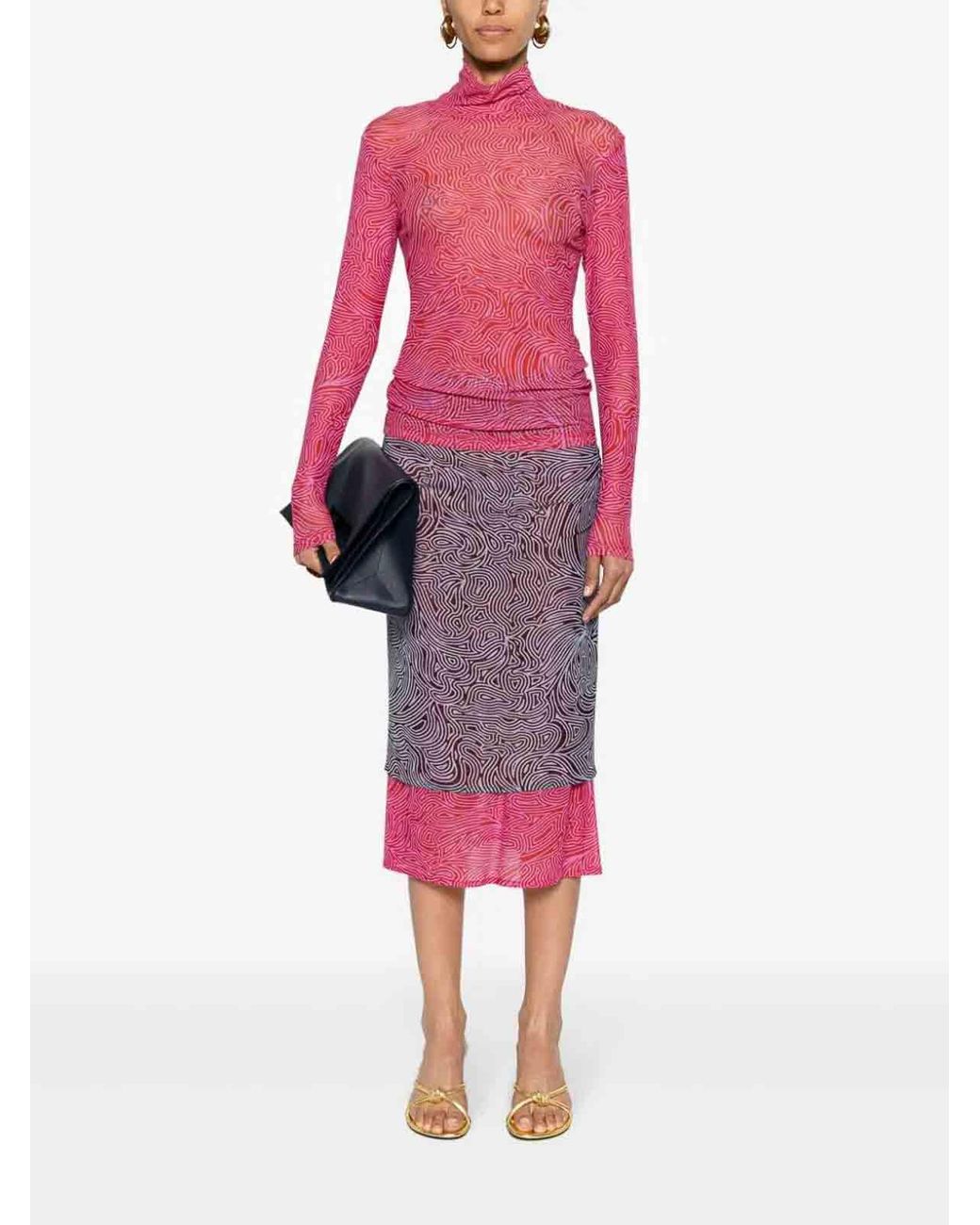 Dries Van Noten Purple Midi Skirt