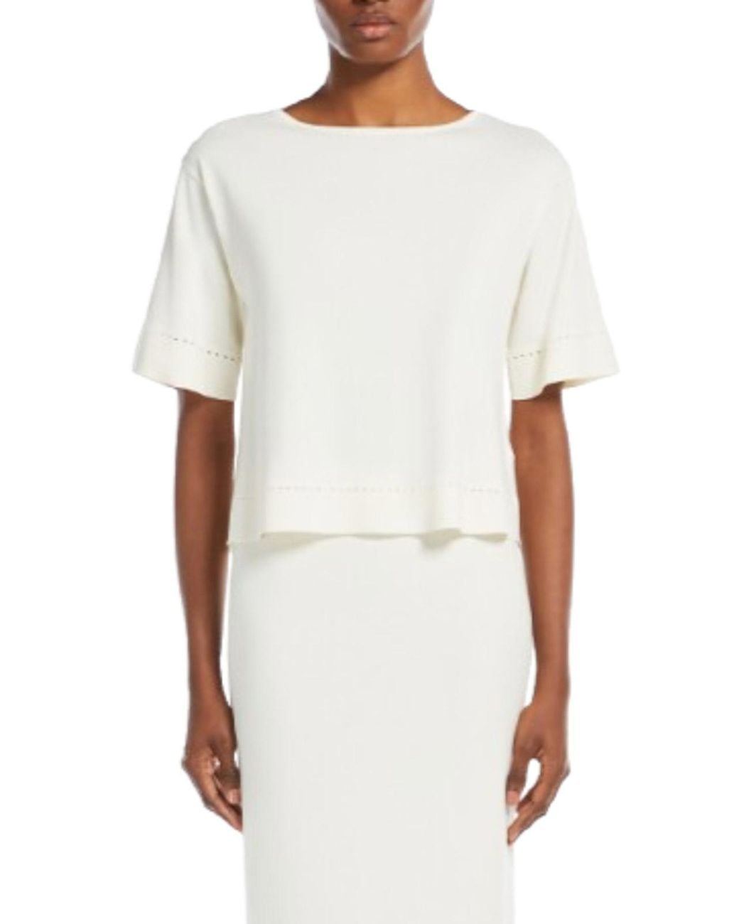 Max Mara White Viscose Boat Neck Sweater