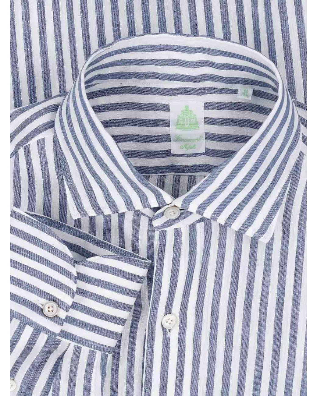 Finamore 1925 Blue Striped Shirt for men