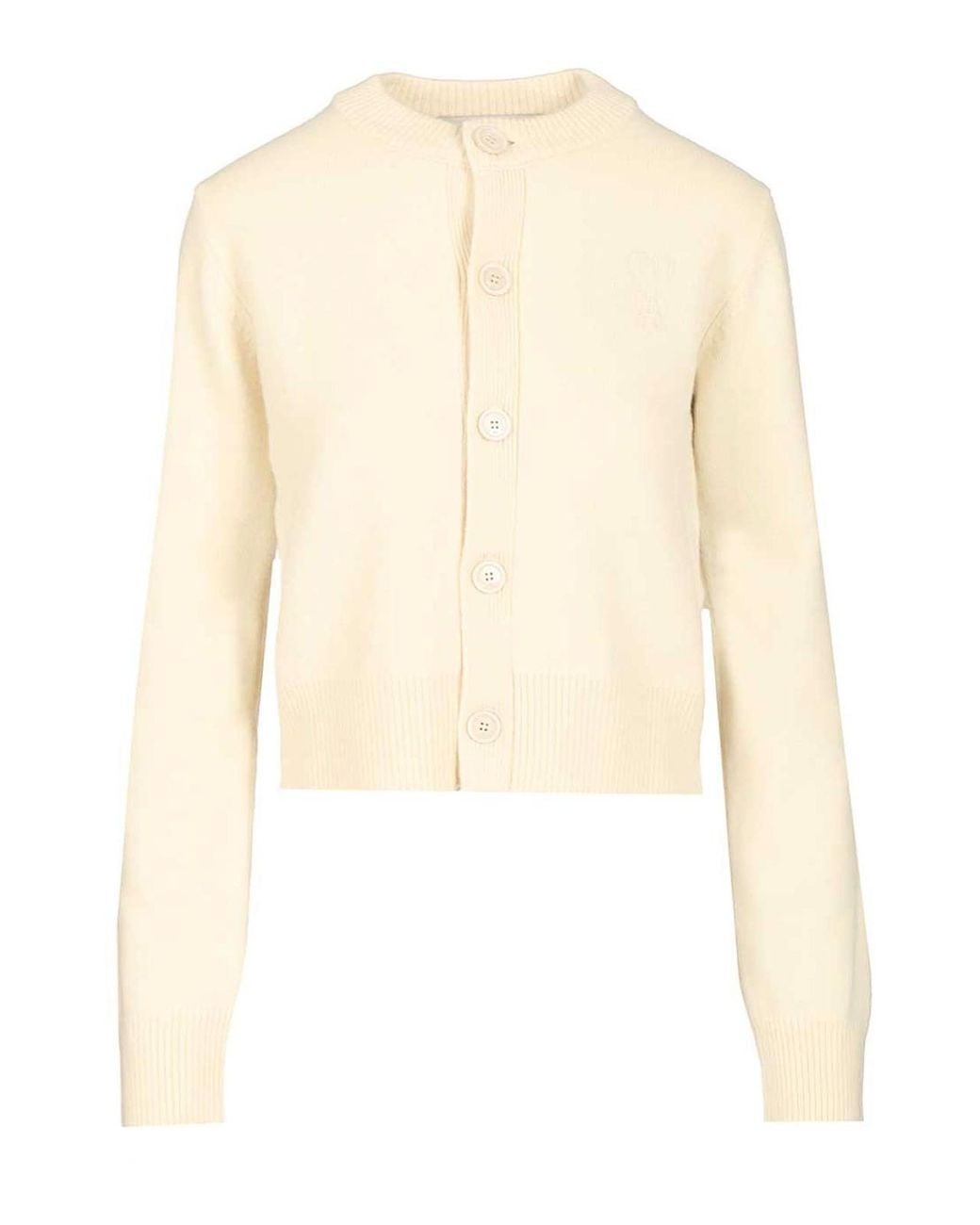 AMI Natural Ami Crew Neck Cardigan