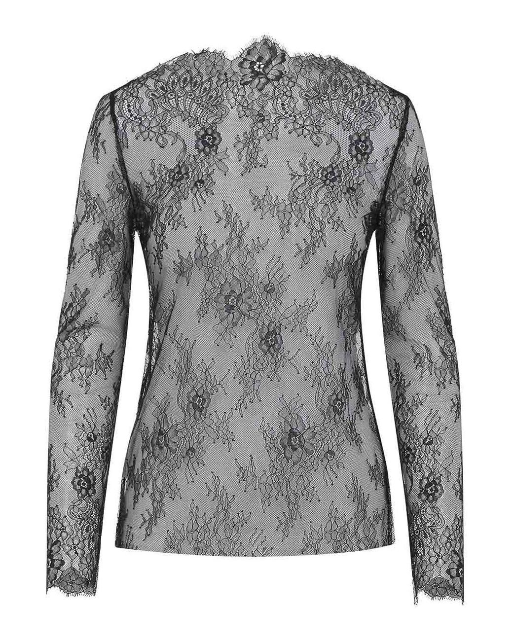 Alberta Ferretti Gray Lace Ls T-Shirt