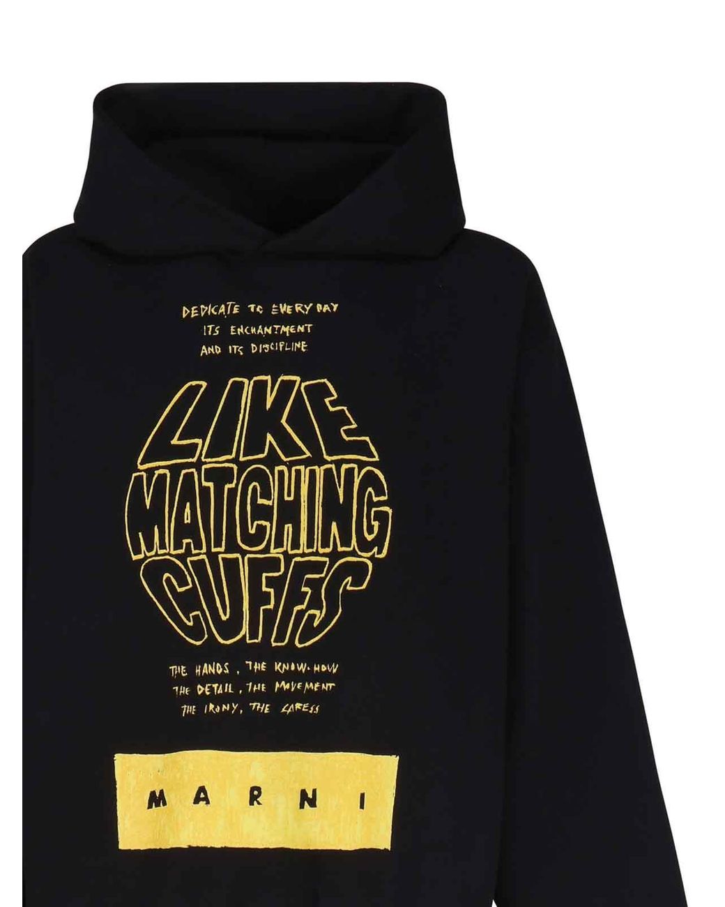 Marni slogan-print cotton hoodie - Black
