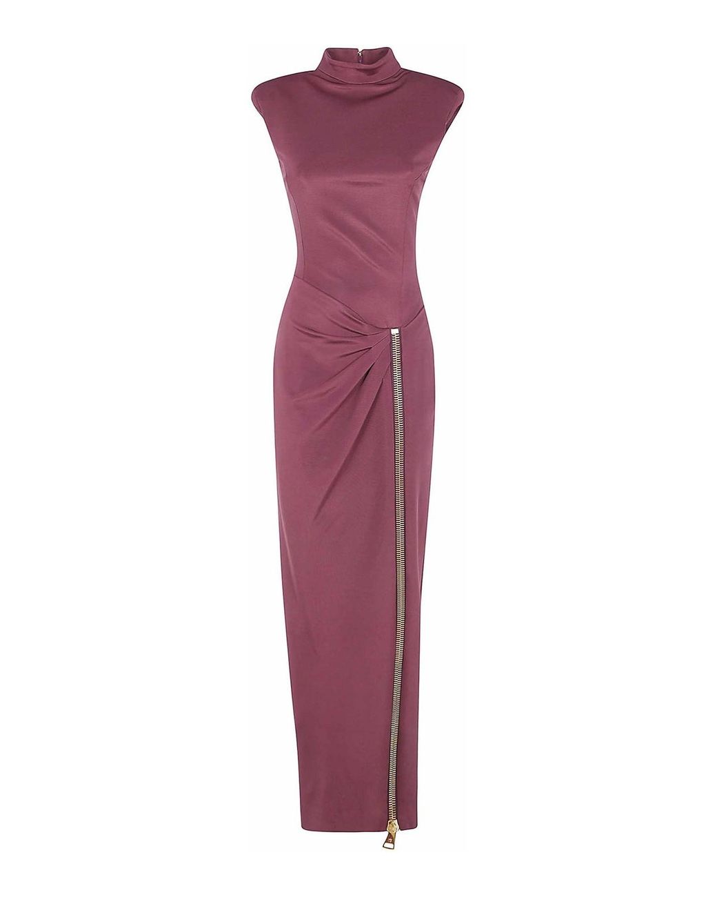 Balmain Purple Zip Detailed Sleeveless Dress