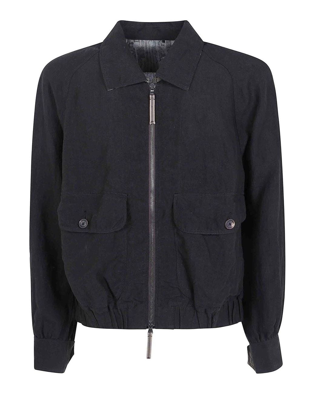 Ziggy Chen Black Puppytooth Cropped Aviator Jacket for men
