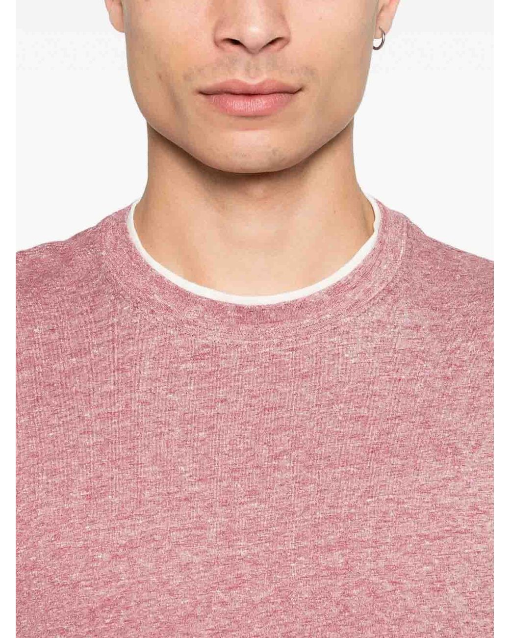 Brunello Cucinelli Pink T-Shirt With Faux-Layering for men