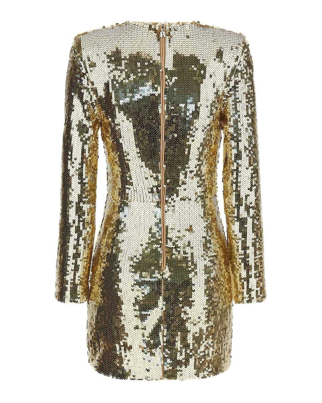 ROTATE BIRGER CHRISTENSEN Metallic Long-Sleeve Sequin Mini Dress