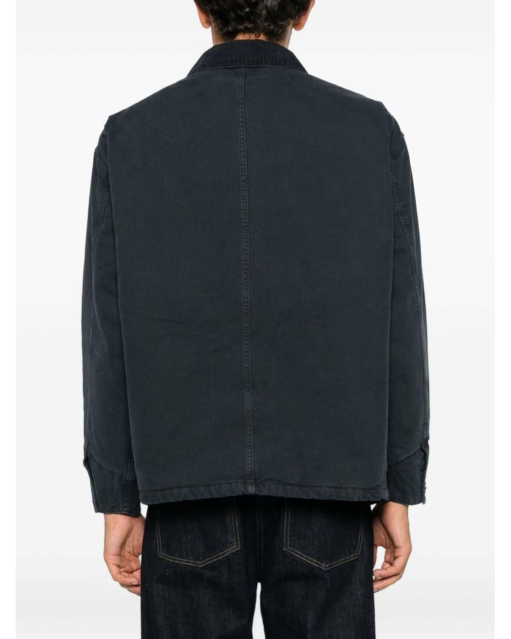 Emporio Armani Blue Cotton Caban Coat for men
