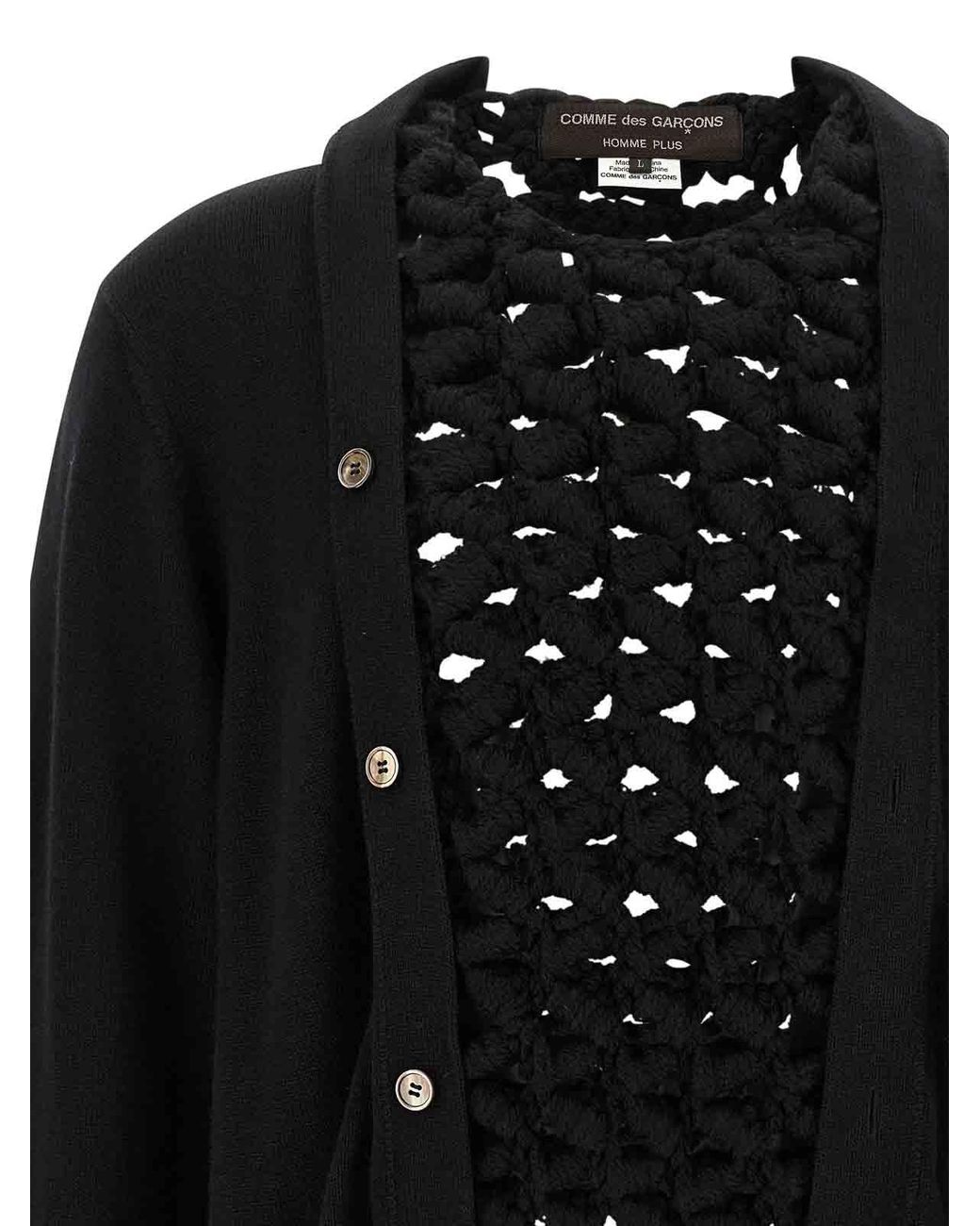 Comme Des Garcons Hommes Plus Black Woven Insert Cardigan for men