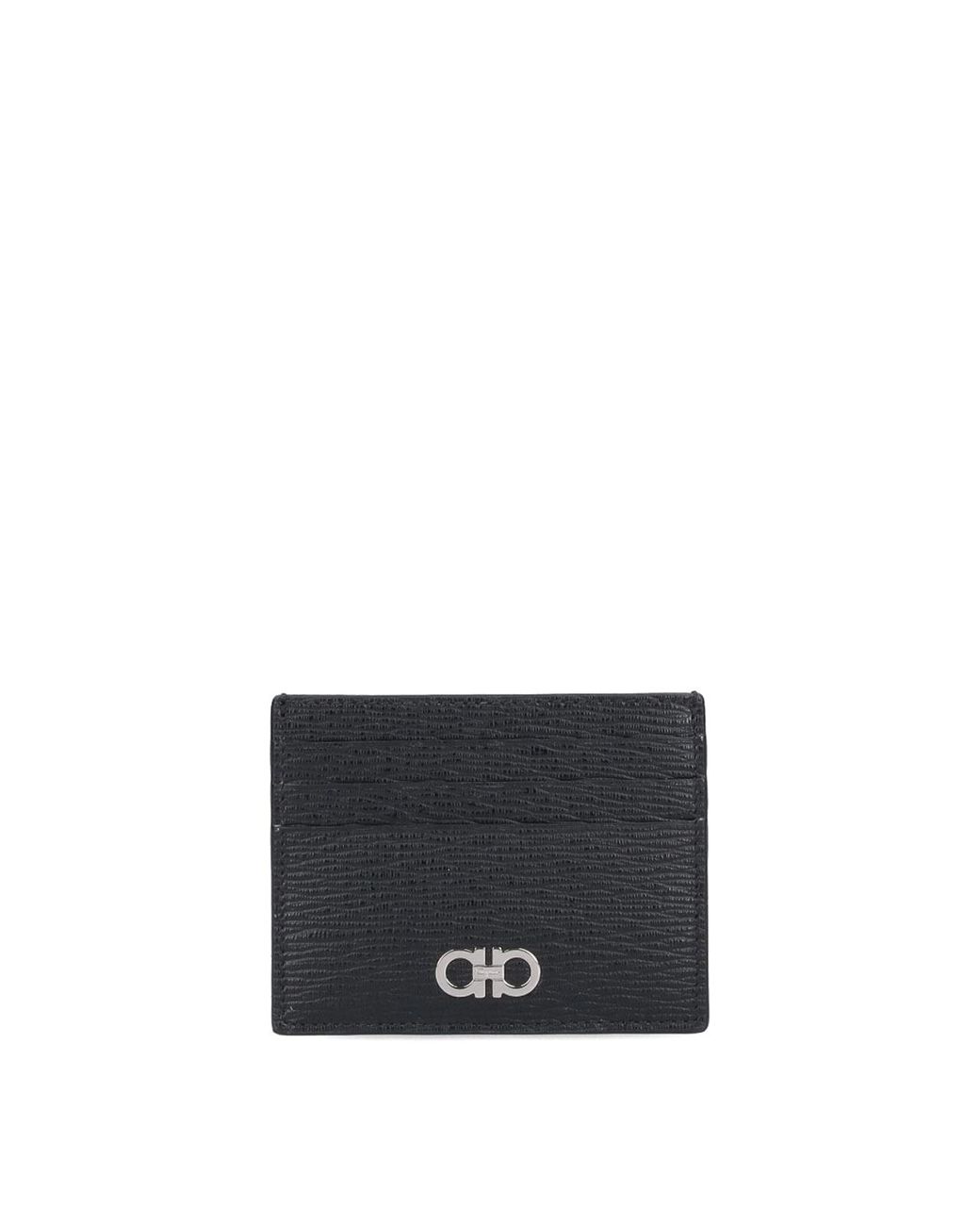 Ferragamo White Gancini Embossed Leather Card Holder for men