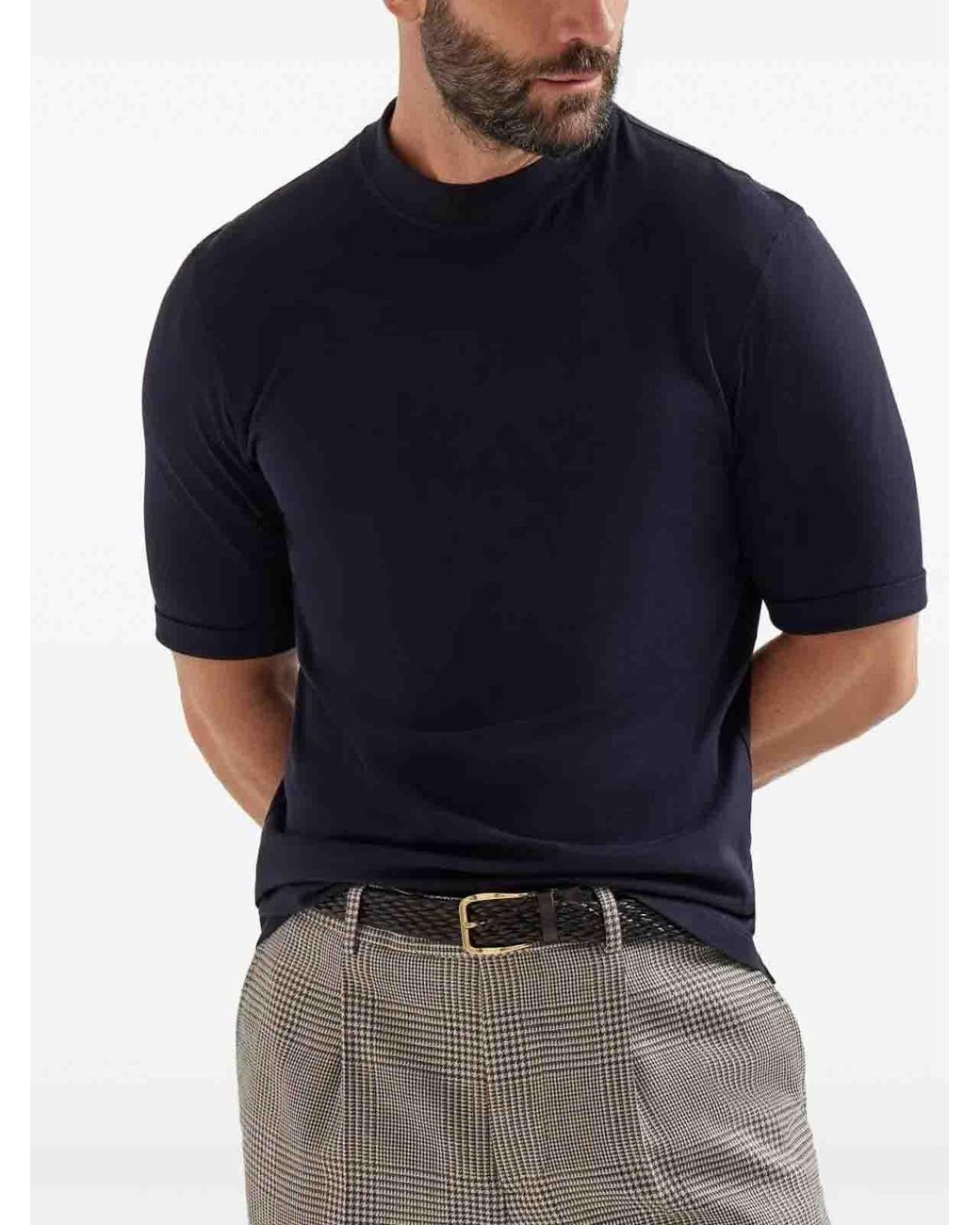 Brunello Cucinelli Blue Jersey T-Shirt for men