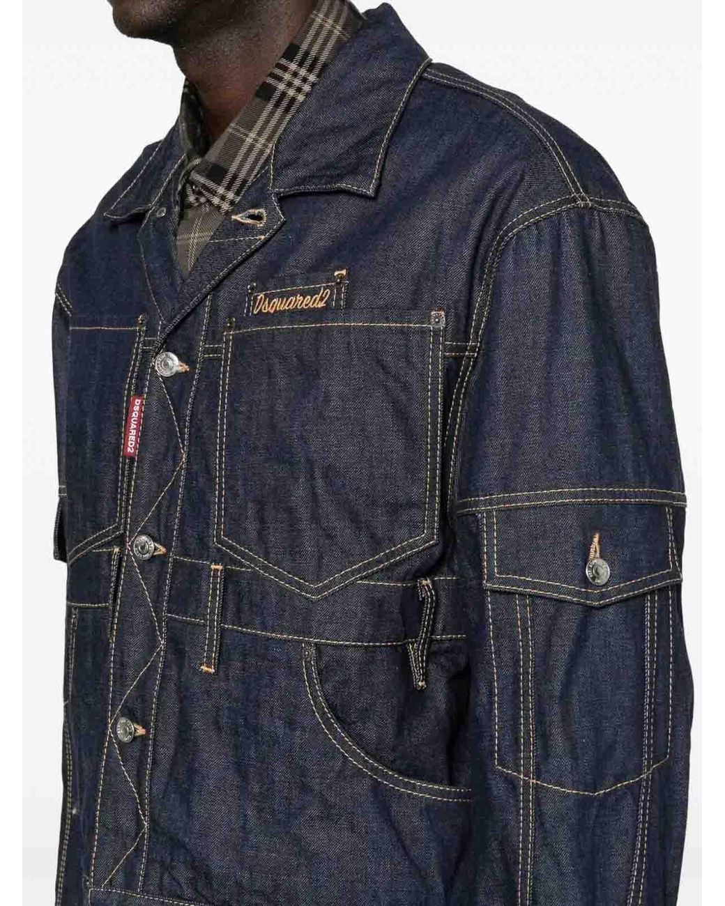 DSquared² Blue Cargo Denim Jacket for men