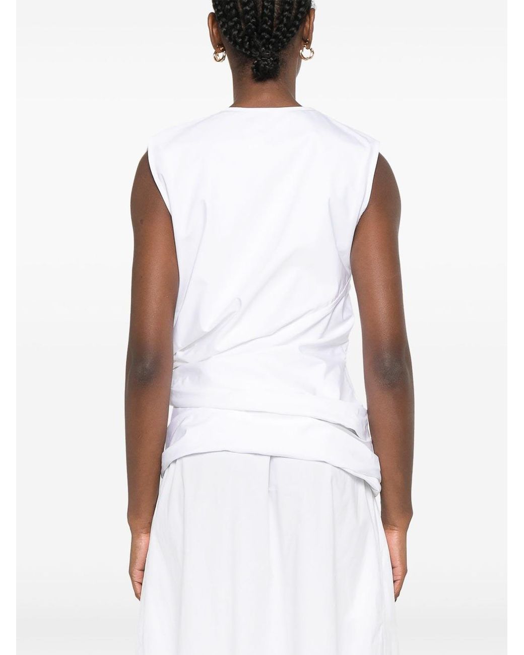 Jil Sander White Sm Knot Waist Top