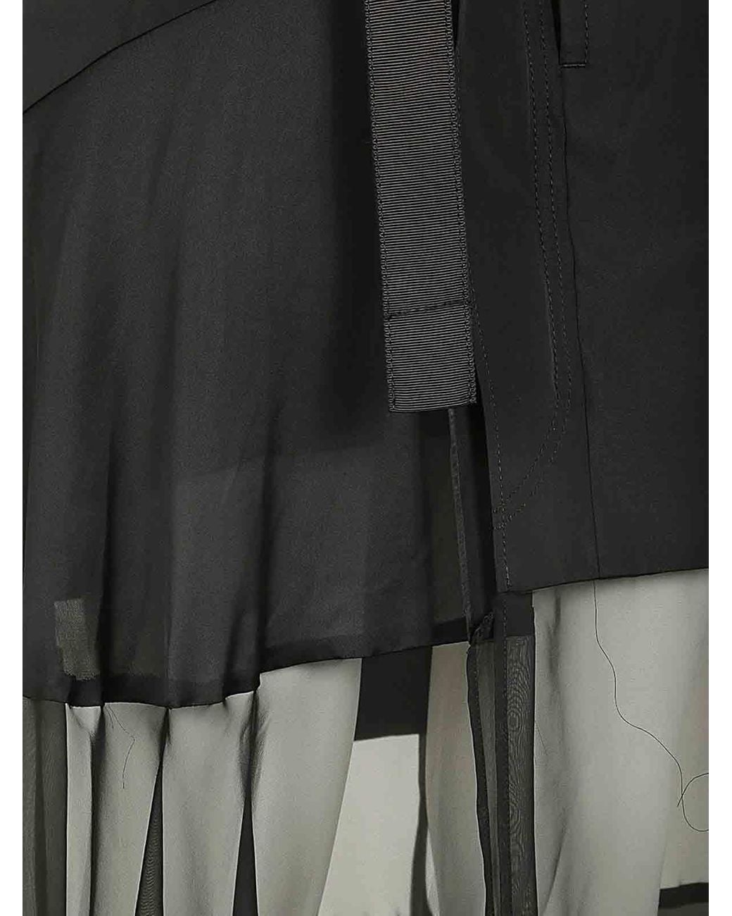 Sacai Black Fabric Combo Skirt