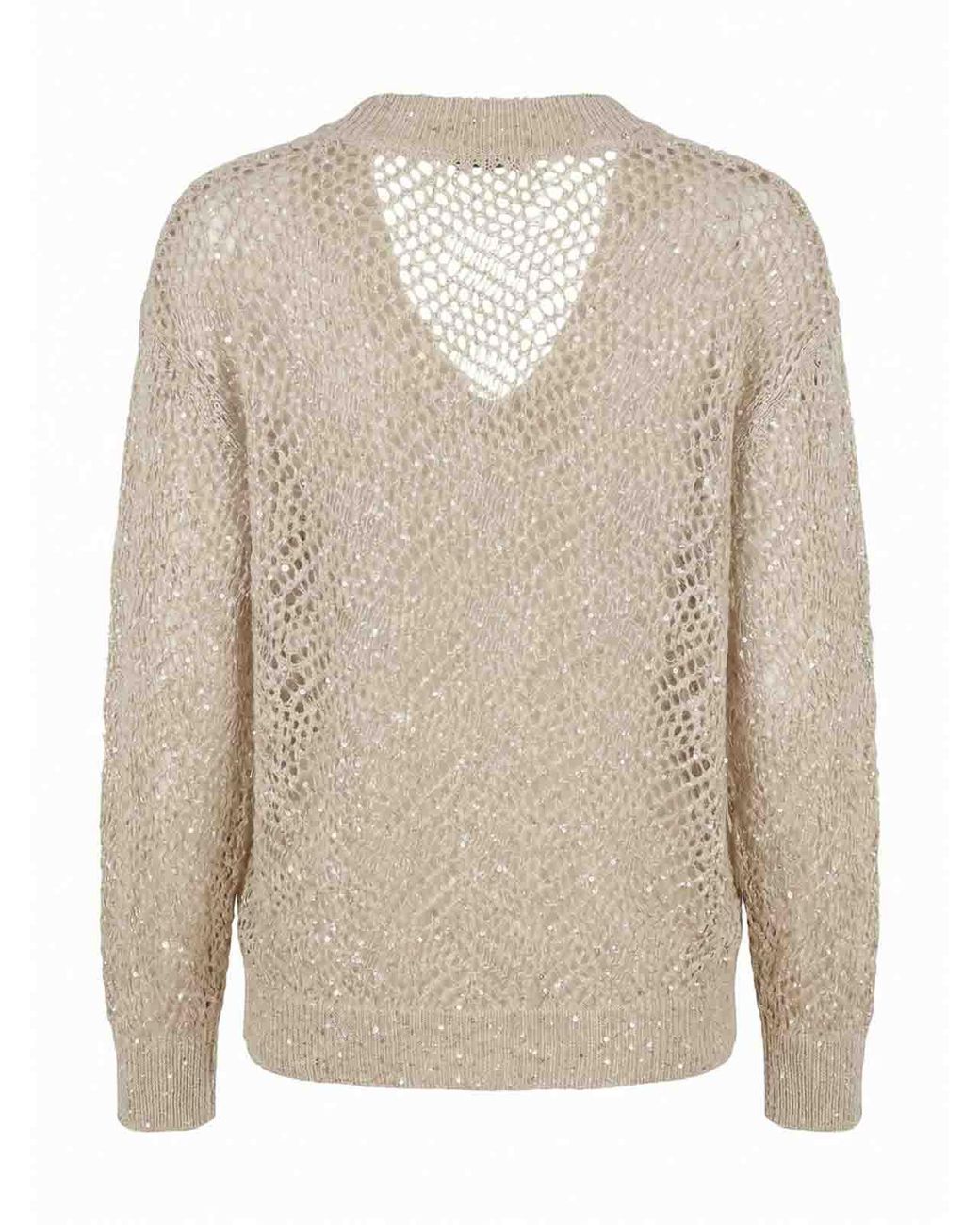 Brunello Cucinelli White V Neck Sweater