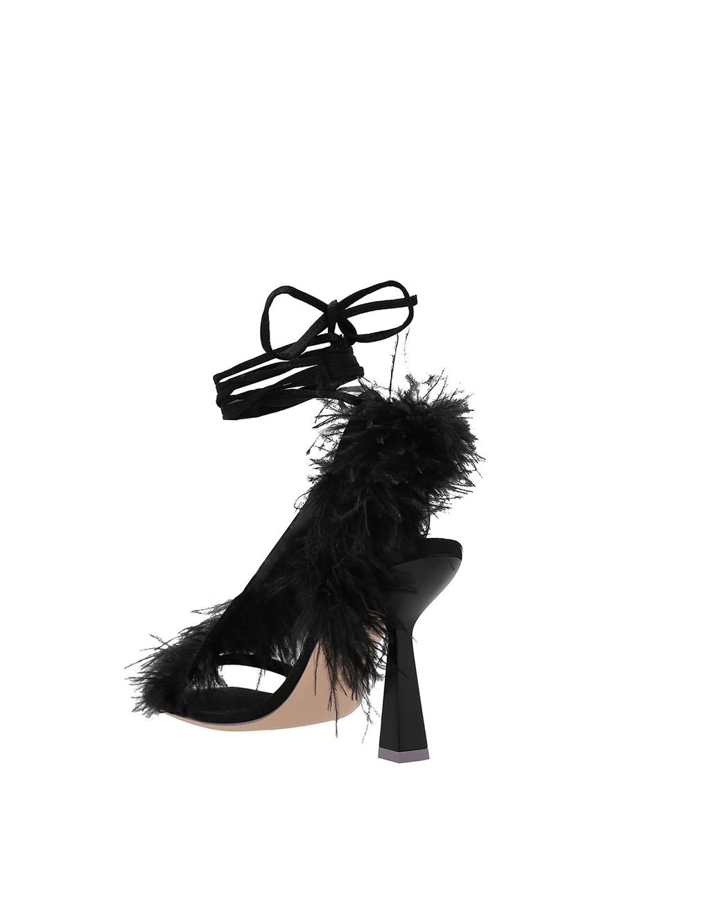 Sebastian Milano Black Feather Detailed Wrap Sandals