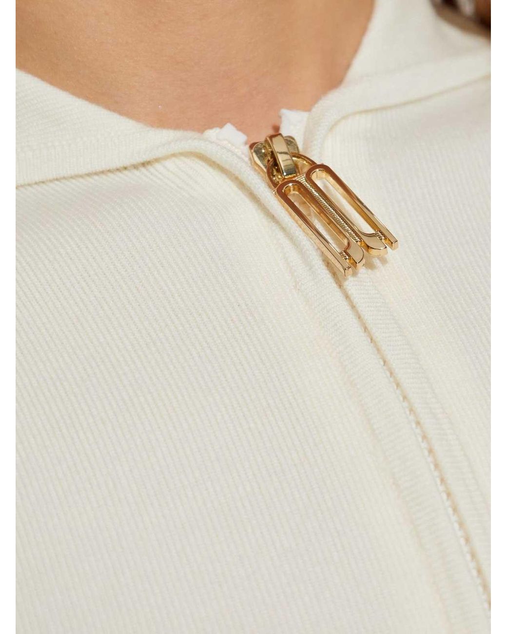 Victoria Beckham White Zip-Up Hooded Jacket