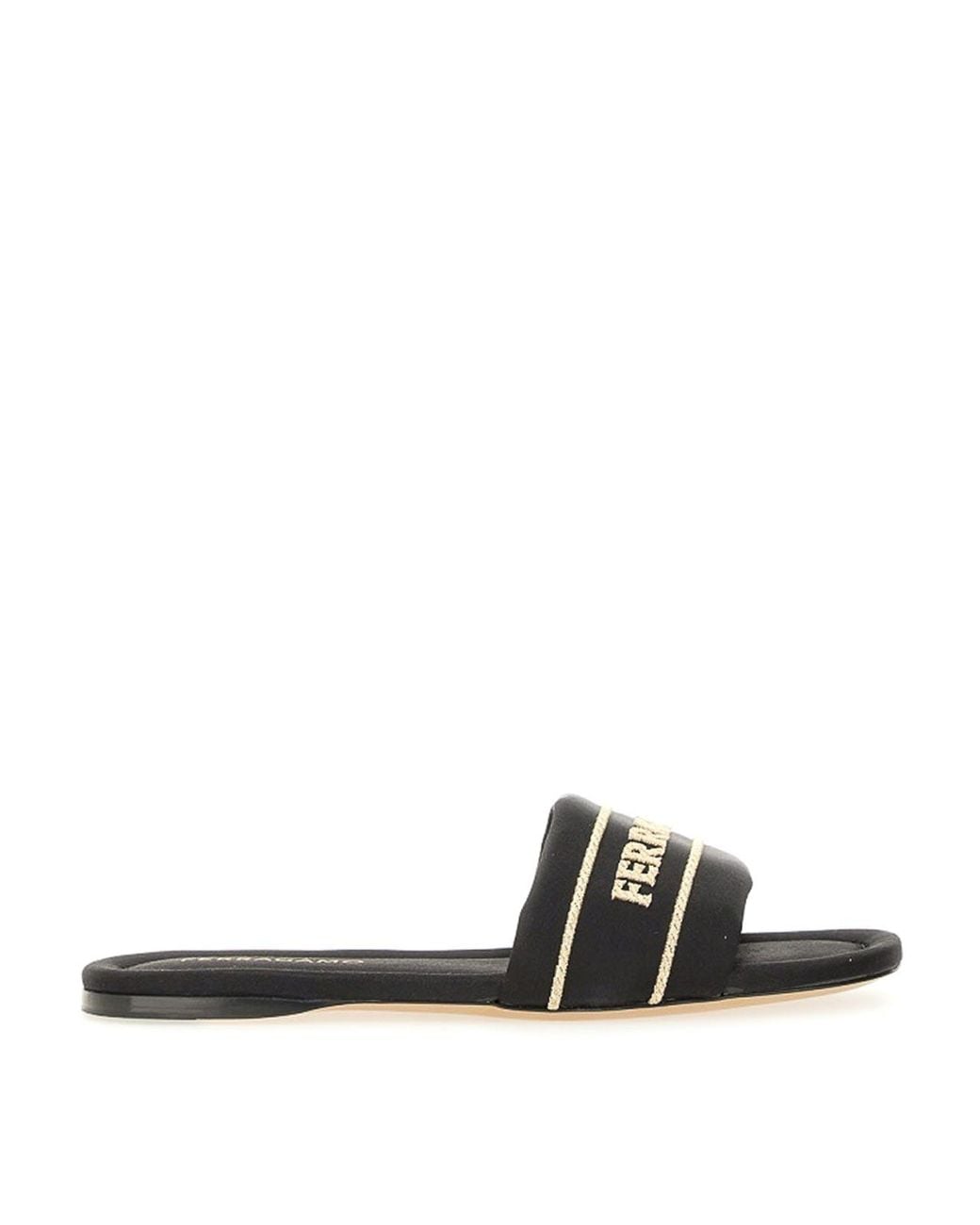 Ferragamo White Slide Sandal With Logo