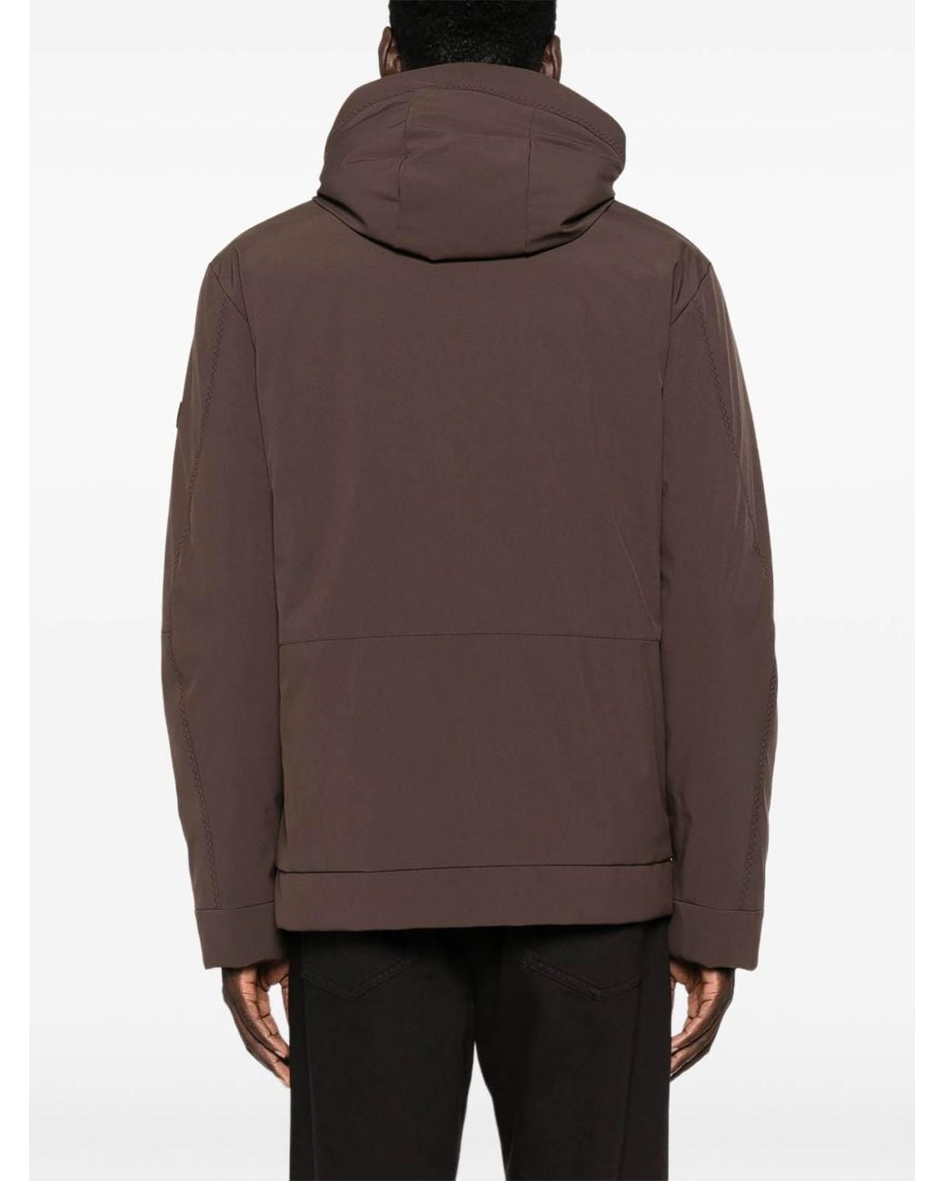 Peuterey Brown Loge Puffer Jacket With Pockets And Hood for men