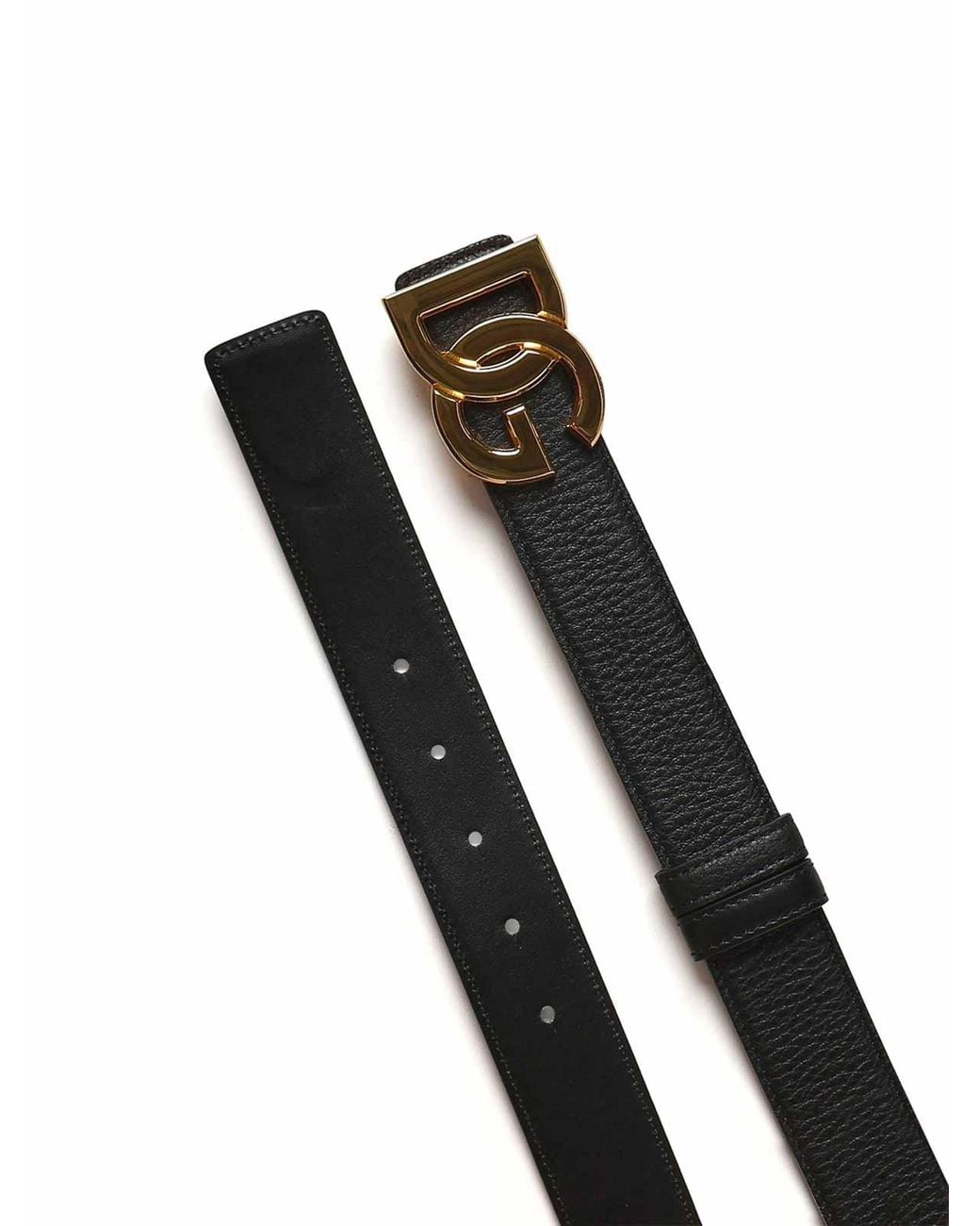 Dolce & Gabbana Black Leather Belt With Logo for men