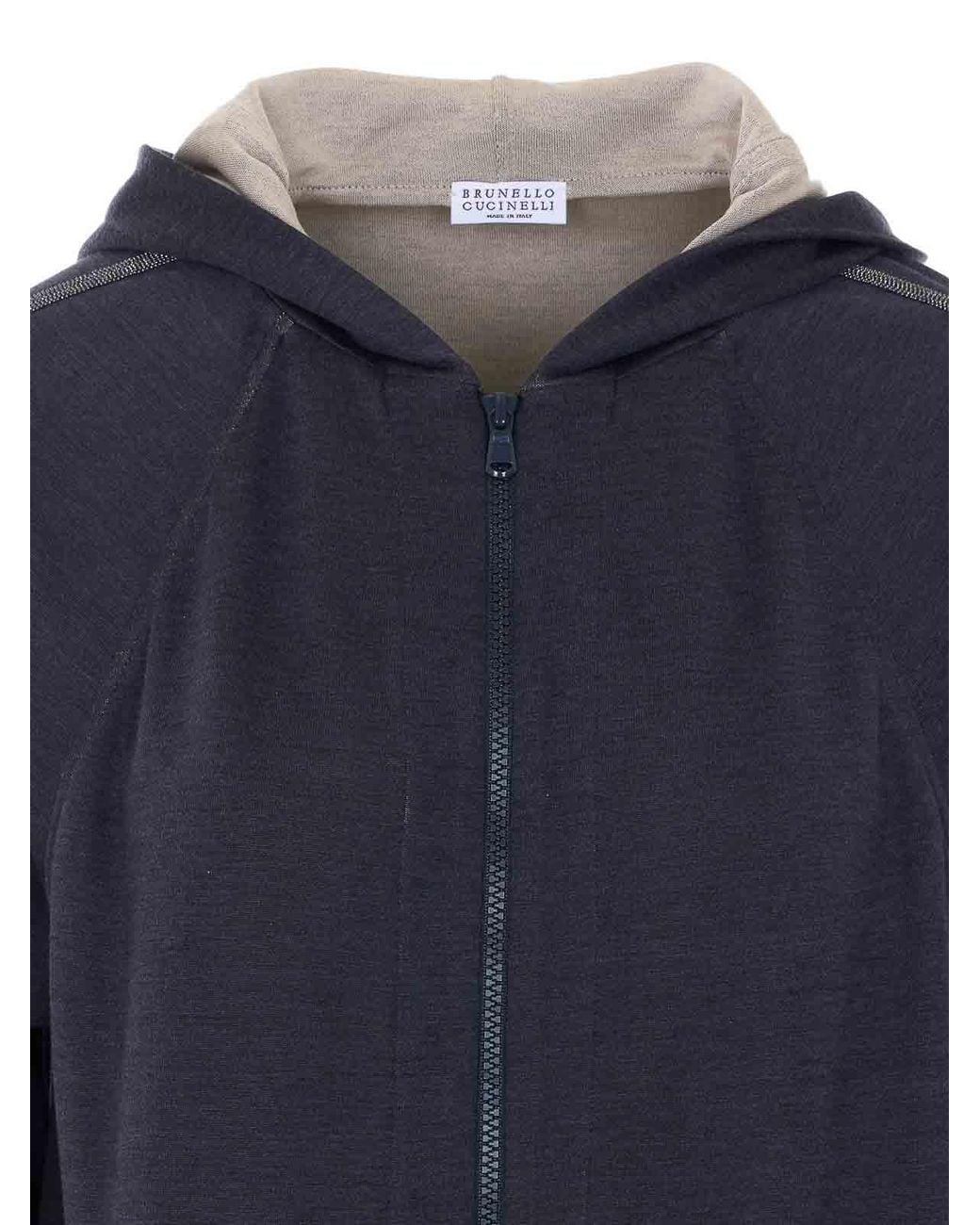 Brunello Cucinelli Blue Zipped Sweatshirt