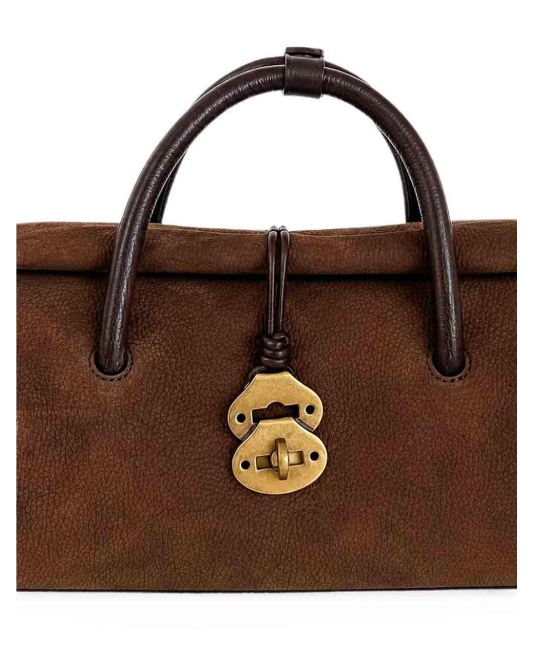 Zanellato Brown Dotta Small Voltolina Nubuck Leather Bag
