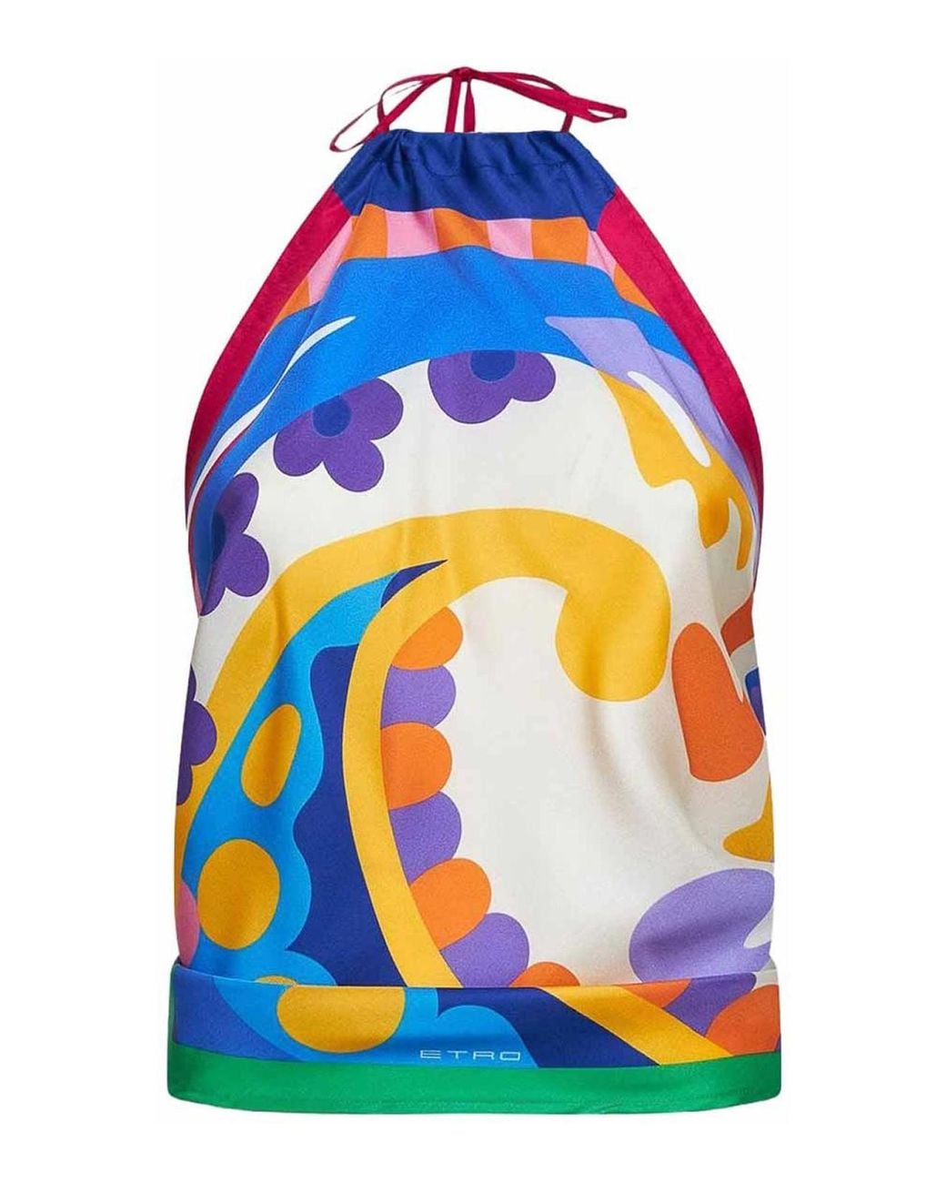 Etro Blue Paisley Print Silk Top