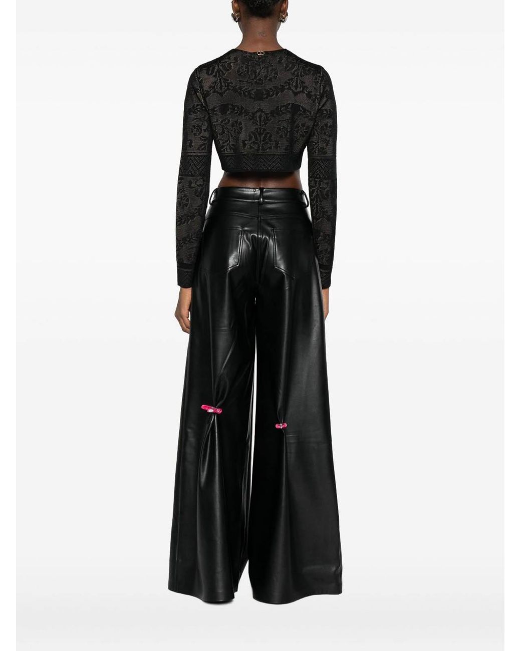 Twinset Black Cardigan Crop A Fiori