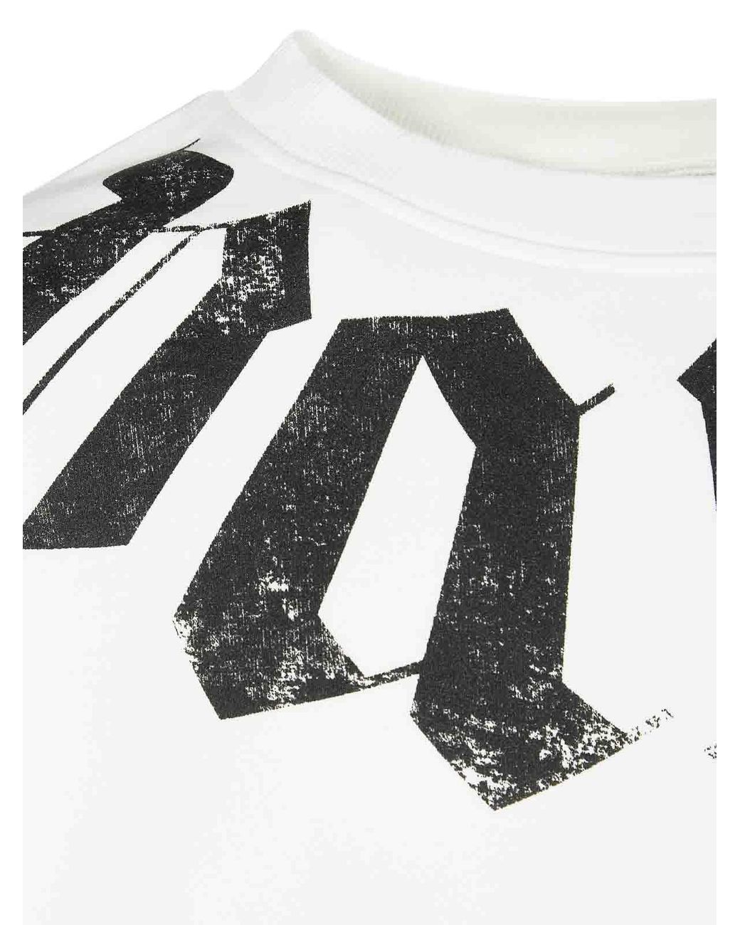 Palm Angels White Big Neck Logo Cropped Sweatshirts for men