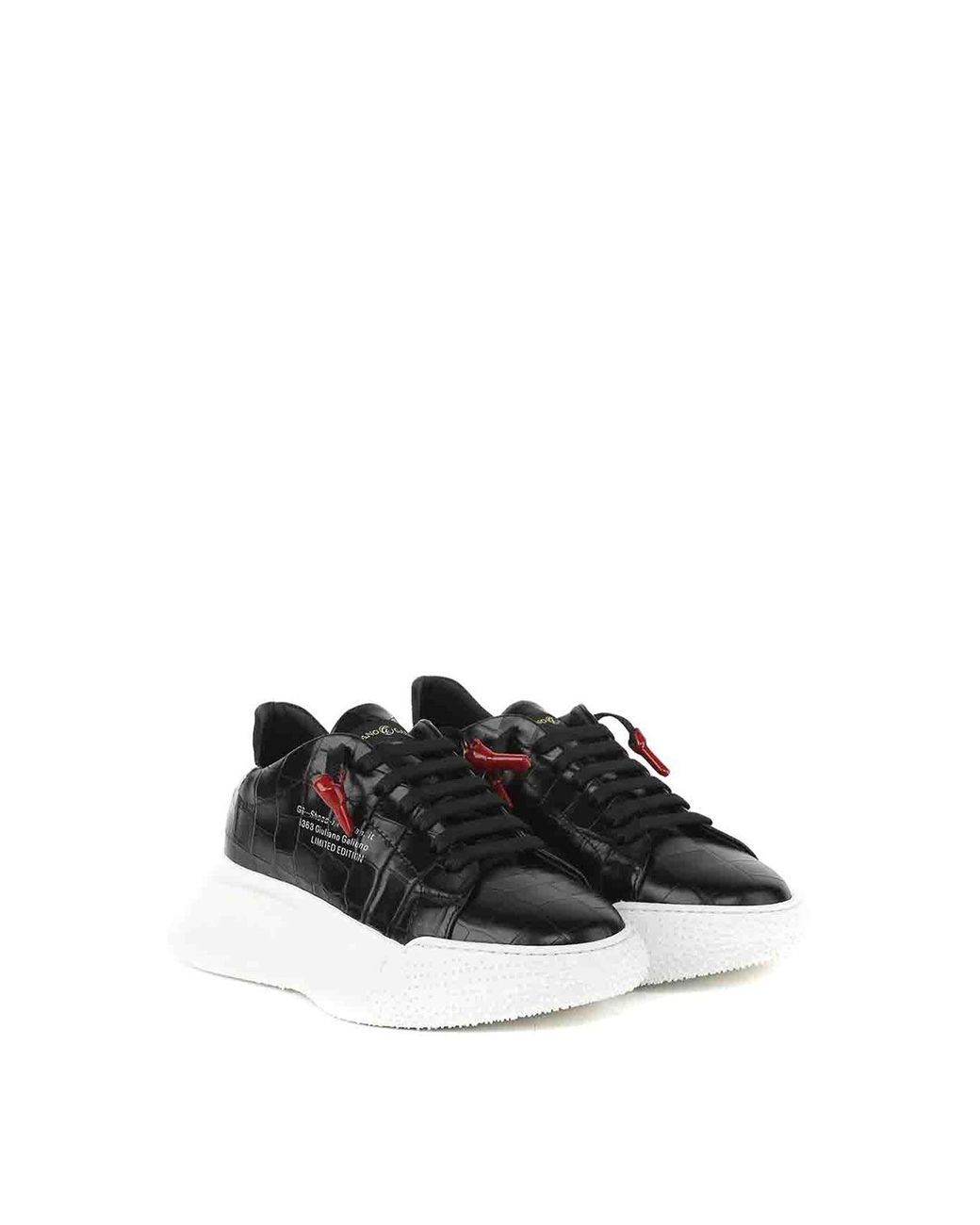 Giuliano Galiano Black Leather Sneakers for men
