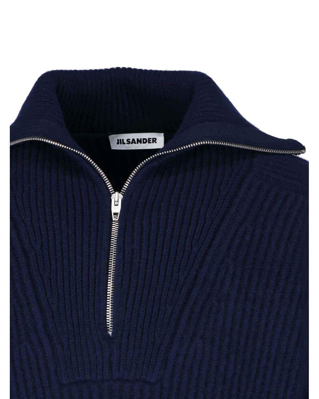 Jil Sander Blue Zip-Up Sweater for men